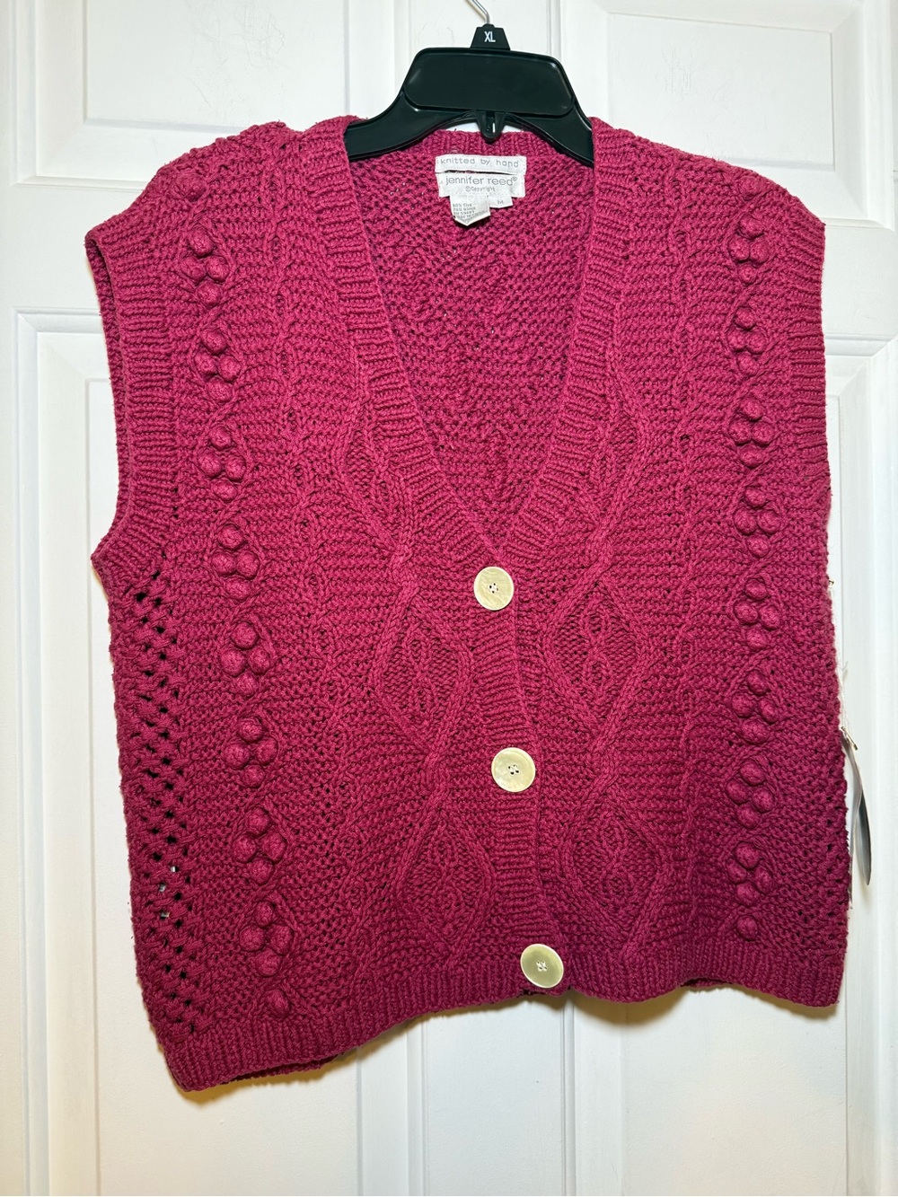 Jennifer Reed Knit By Hand Vintage Vest MEDIUM NWT Raspberry Pink Silk Blend